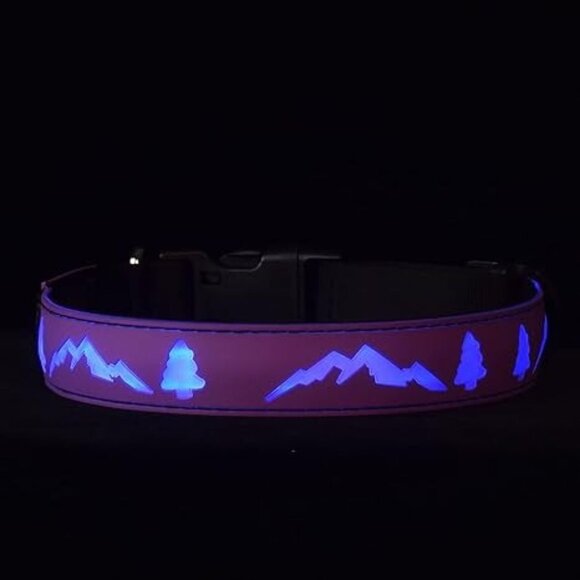 DOGLED Flashing USB-C led Light up Dog Collar, Mountains Multicolored Lighting - - Picture 3 of 4
